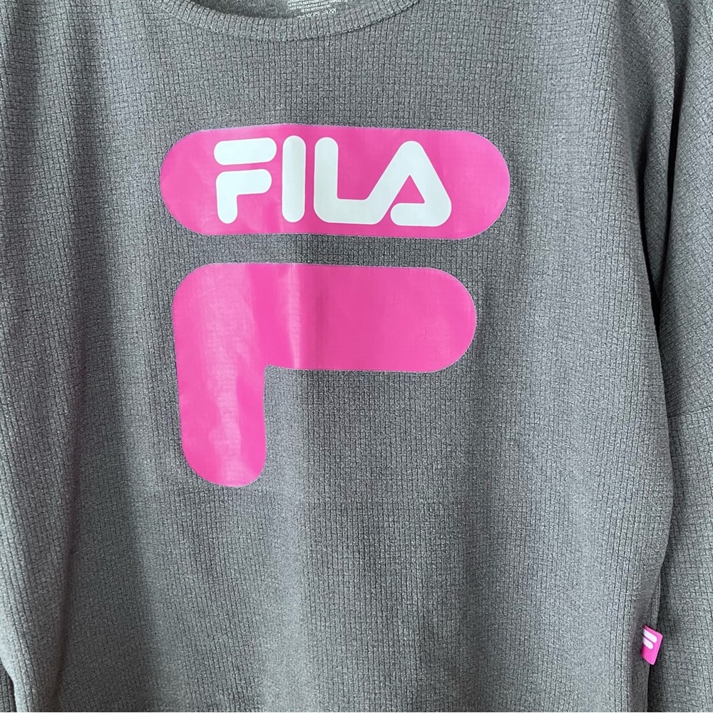 Fila Gray Waffle Knit Long Sleeve Crop Top Sleepwear Pyjama Shirt Women’s Small - Picture 3 of 10